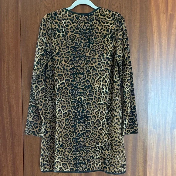 Neiman Marcus Cashmere Collection Leopard Print Cardigan NEW